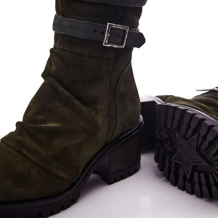 Women Moda In Pelle Knee High Boots Brendie Khaki Suede