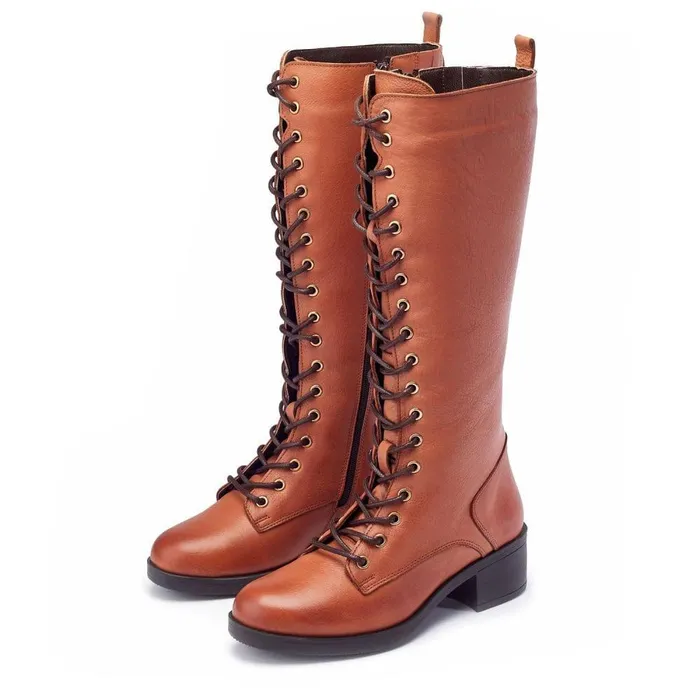 Women Moda In Pelle Knee High Boots Galliana Tan Leather