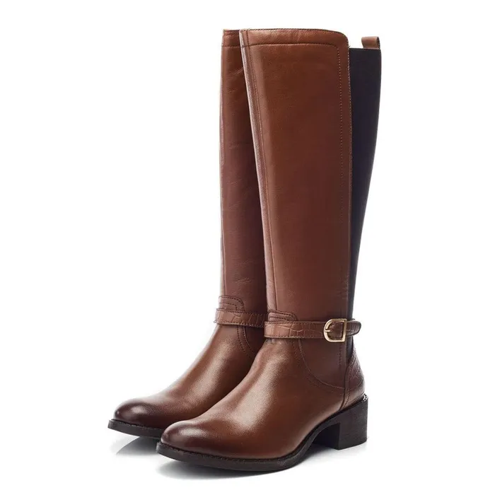 Women Moda In Pelle Knee High Boots Radelle Tan Leather