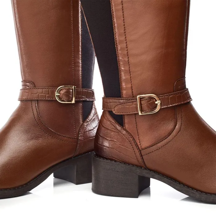 Women Moda In Pelle Knee High Boots Radelle Tan Leather