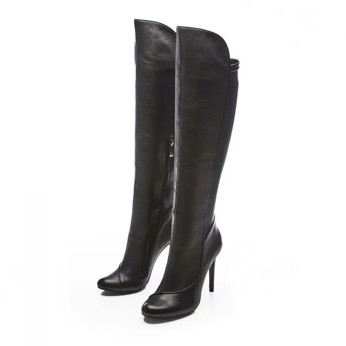 Women Moda In Pelle Knee High Boots Savi Black Leather