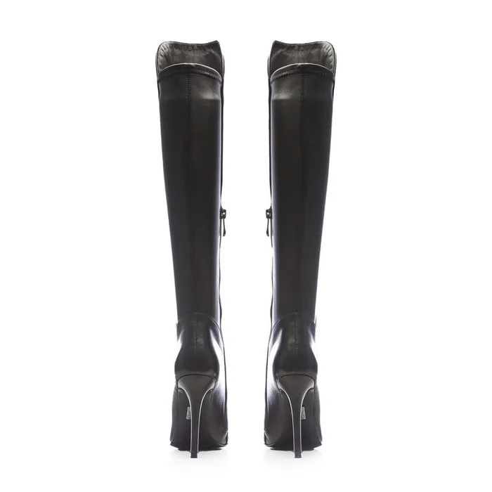 Women Moda In Pelle Knee High Boots Savi Black Leather