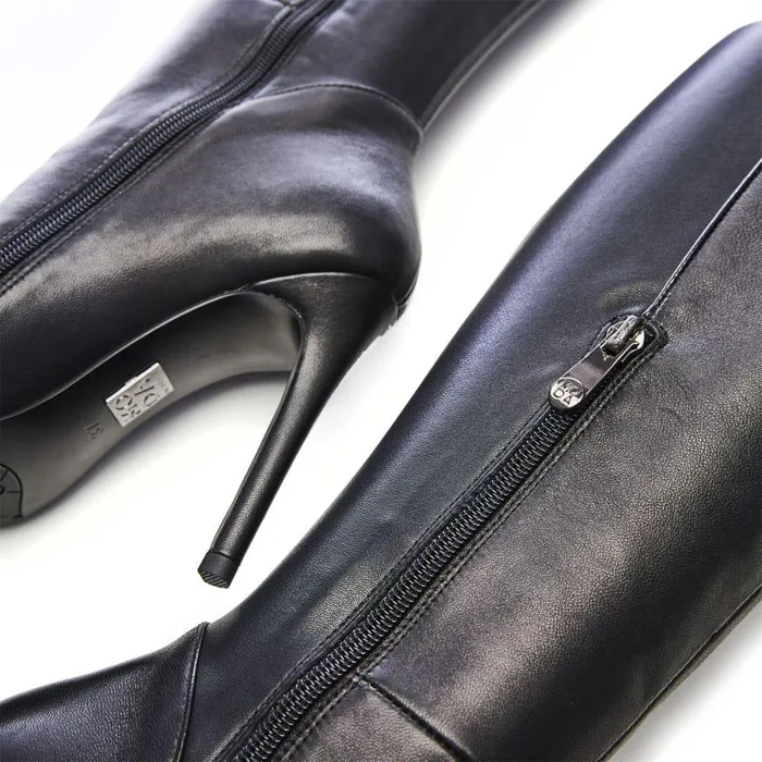 Women Moda In Pelle Knee High Boots Savi Black Leather