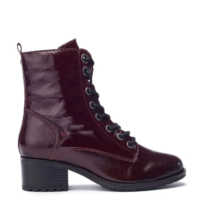 Women Moda In Pelle MidCalf Boots Bezzie Burgundy Patent Leather