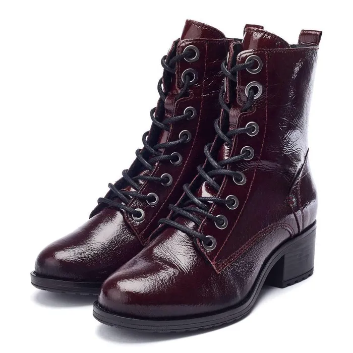 Women Moda In Pelle MidCalf Boots Bezzie Burgundy Patent Leather
