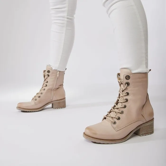 Women Moda In Pelle MidCalf Boots Bezzie Cream Leather
