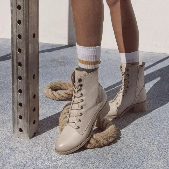 Women Moda In Pelle MidCalf Boots Bezzie Cream Leather