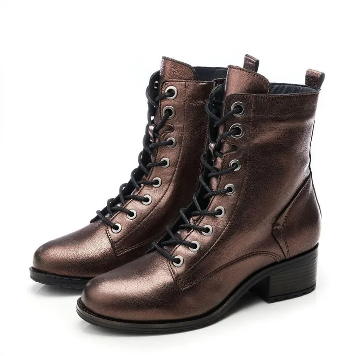 Women Moda In Pelle MidCalf Boots Bezzie Pewter Leather