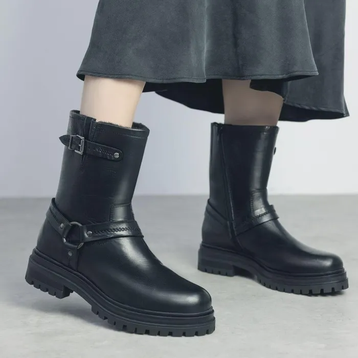 Women Moda In Pelle MidCalf Boots Olencia Black Leather