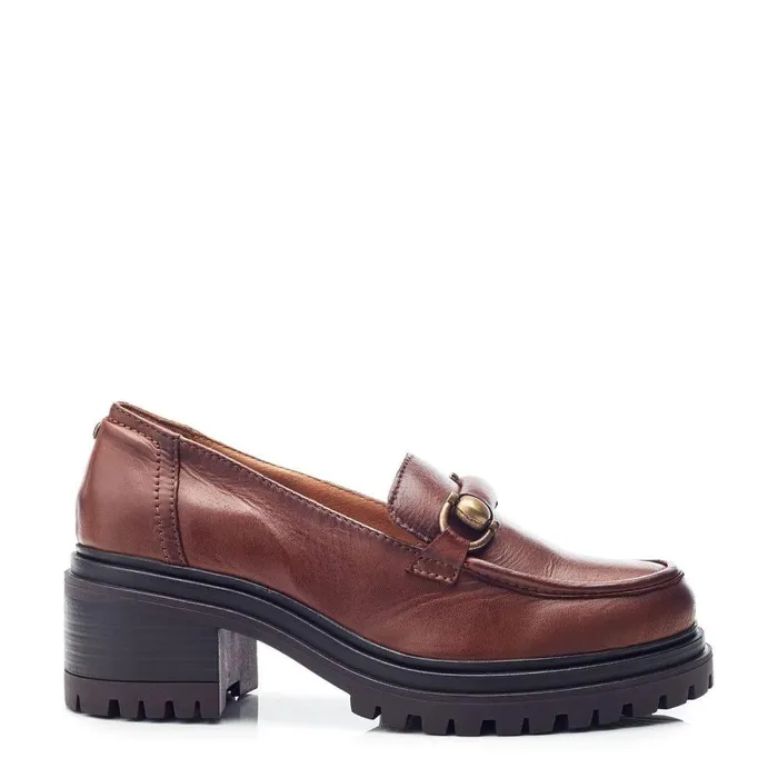 Women Moda In Pelle Mid Heel Shoes Eleanore Tan Leather