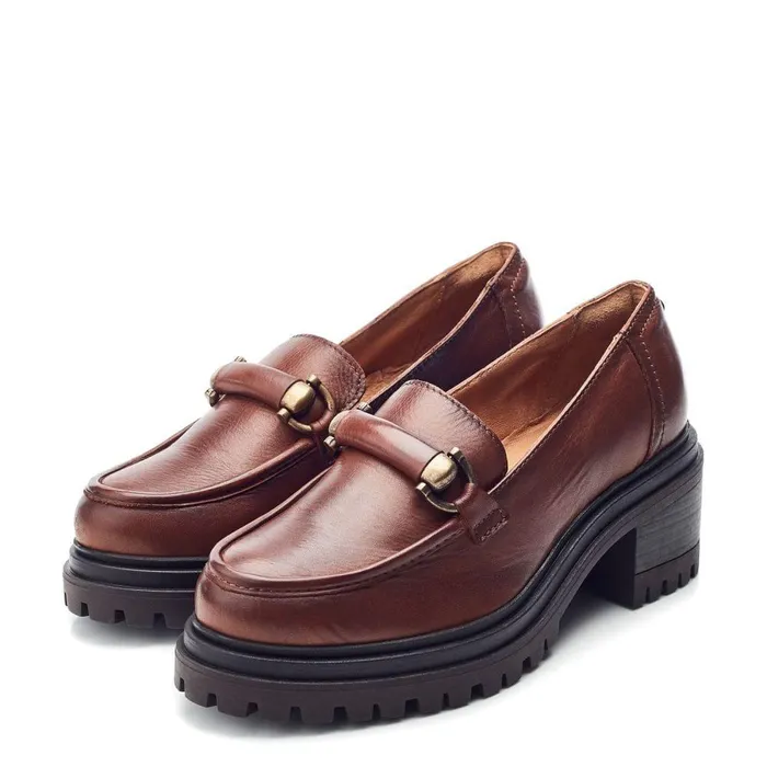 Women Moda In Pelle Mid Heel Shoes Eleanore Tan Leather