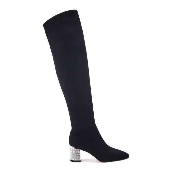 Women Moda In Pelle Over The Knee Boots Quanna Black Alcantara