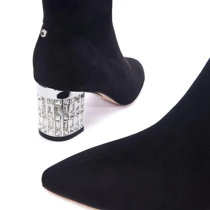 Women Moda In Pelle Over The Knee Boots Quanna Black Alcantara