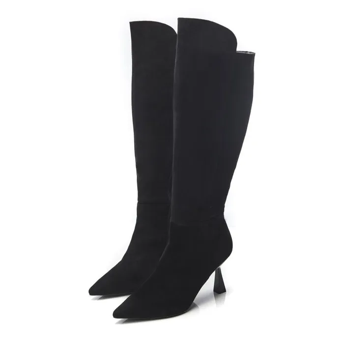 Women Moda In Pelle Over The Knee Boots Ursa Black Alcantara