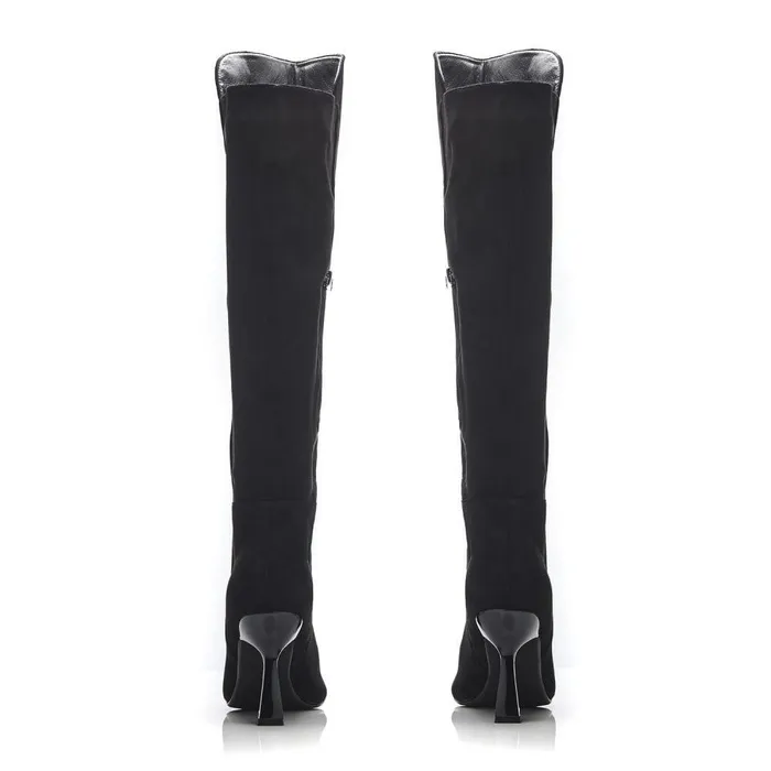 Women Moda In Pelle Over The Knee Boots Ursa Black Alcantara