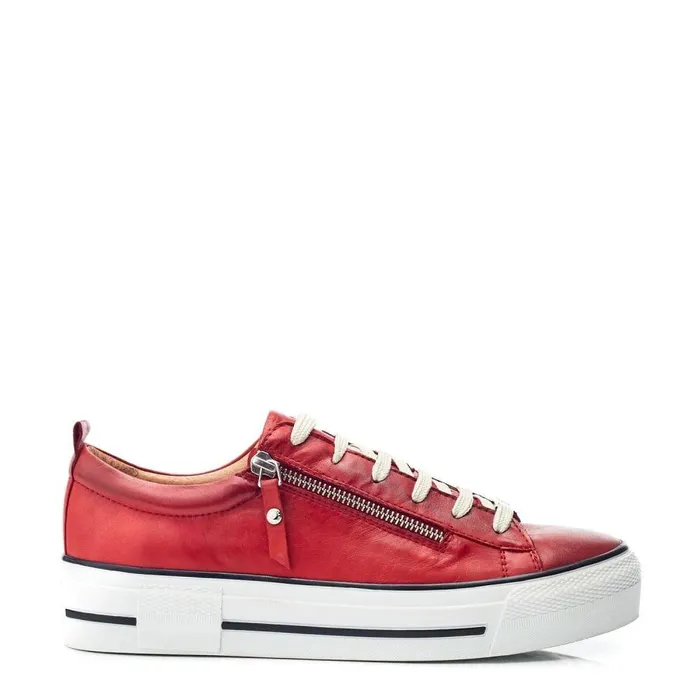 Women Moda In Pelle Platform Trainers Filician Dark Red Leather