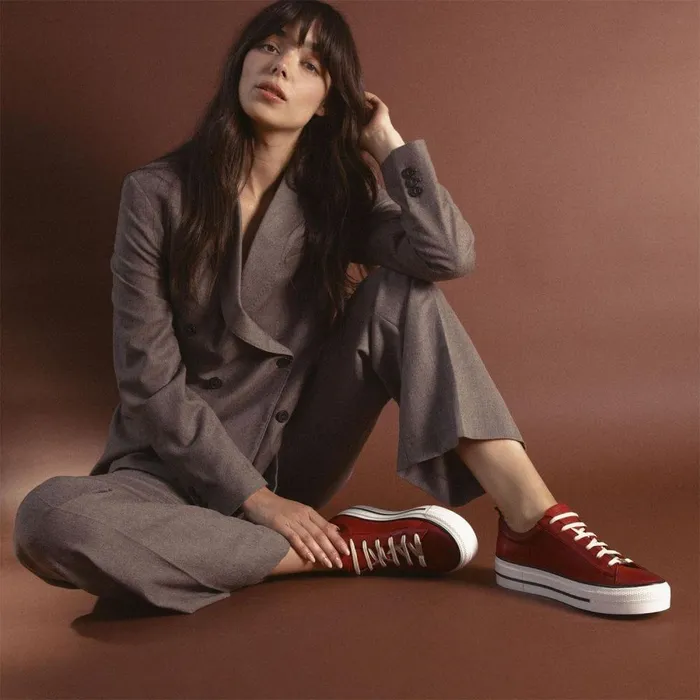 Women Moda In Pelle Platform Trainers Filician Dark Red Leather