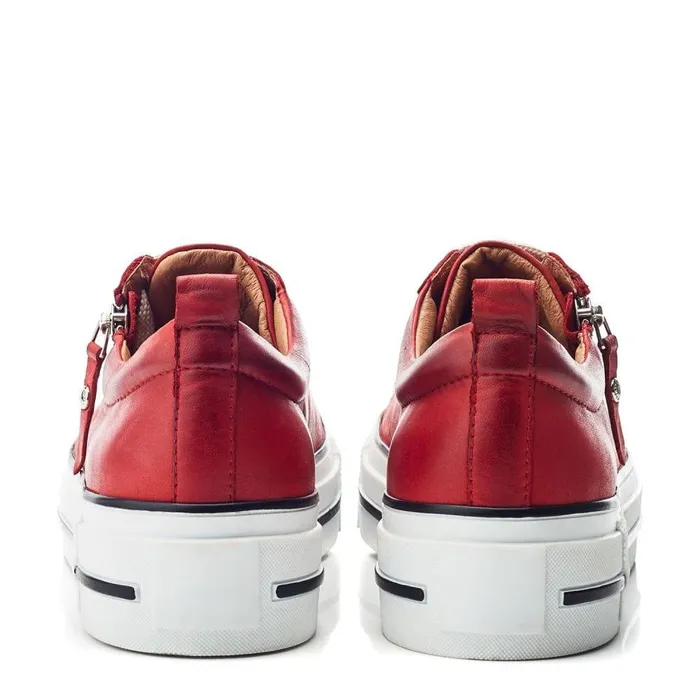 Women Moda In Pelle Platform Trainers Filician Dark Red Leather