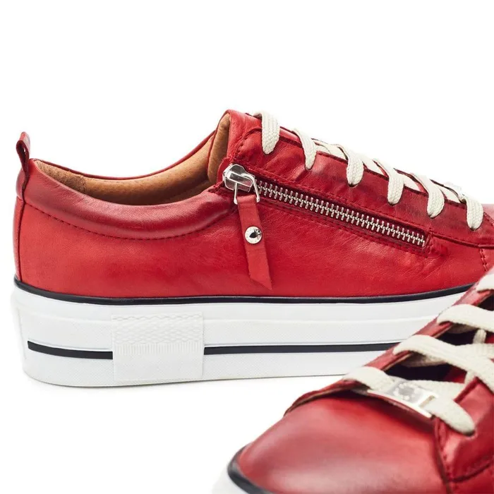 Women Moda In Pelle Platform Trainers Filician Dark Red Leather