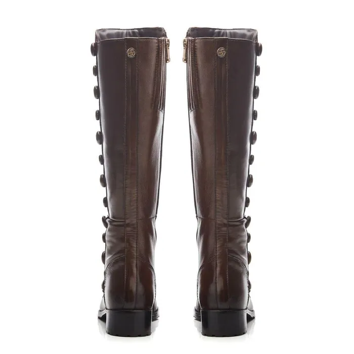 Women Moda In Pelle Riding And Flat Boots Irenne Tan Leather