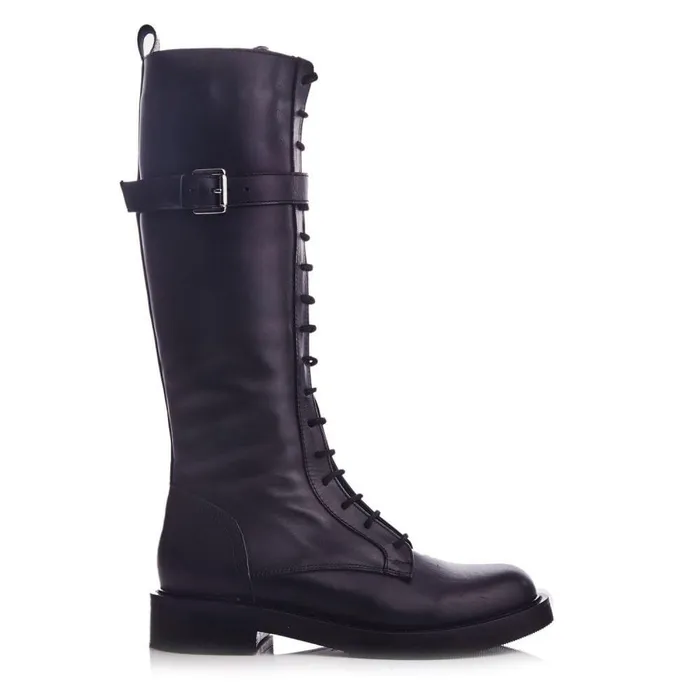 Women Moda In Pelle Riding And Flat Boots Shoon Sh Avila Black Leather
