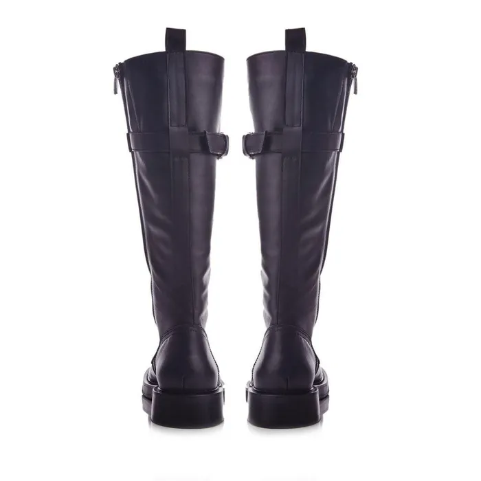 Women Moda In Pelle Riding And Flat Boots Shoon Sh Avila Black Leather