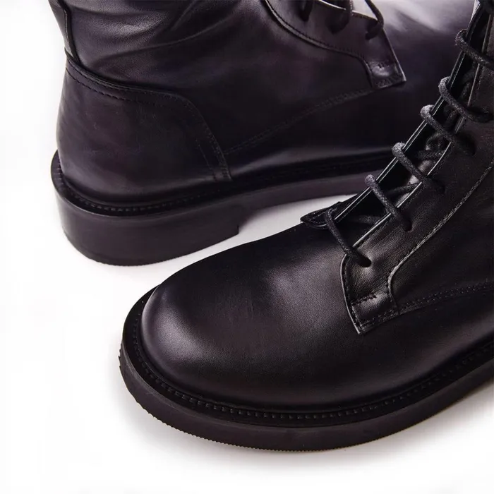 Women Moda In Pelle Riding And Flat Boots Shoon Sh Avila Black Leather