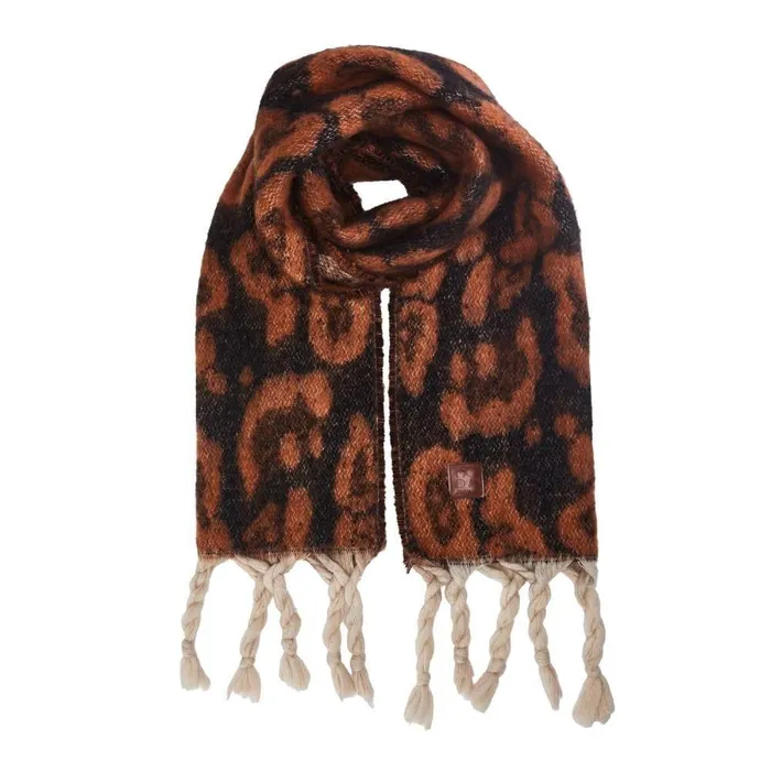 Women Moda In Pelle Scarves Lioniescarf Dark Leopard Textile