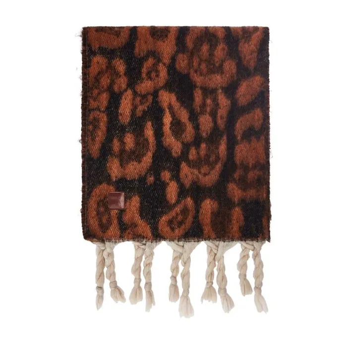 Women Moda In Pelle Scarves Lioniescarf Dark Leopard Textile