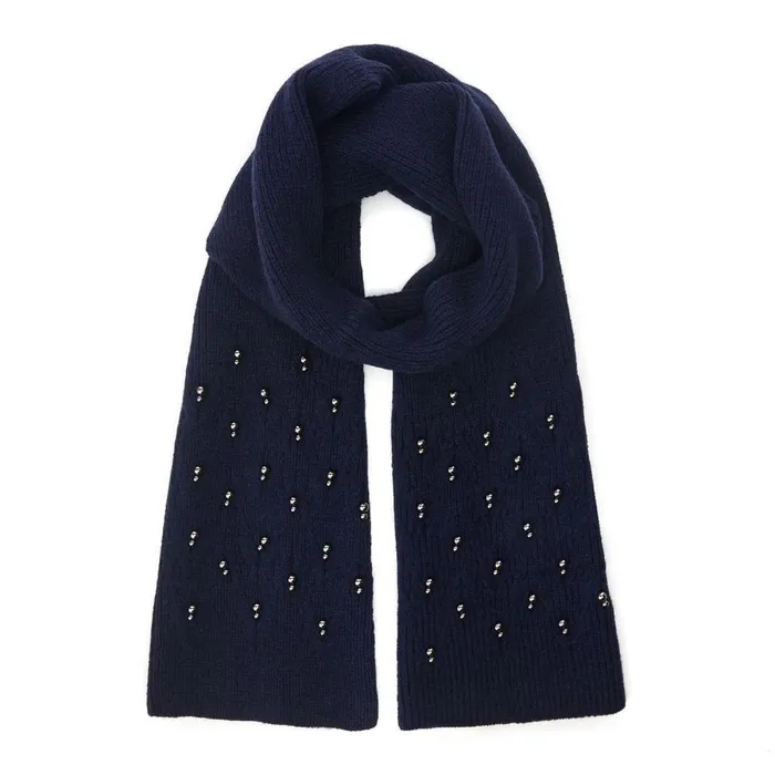 Women Moda In Pelle Scarves Promysescarf Navy Textile