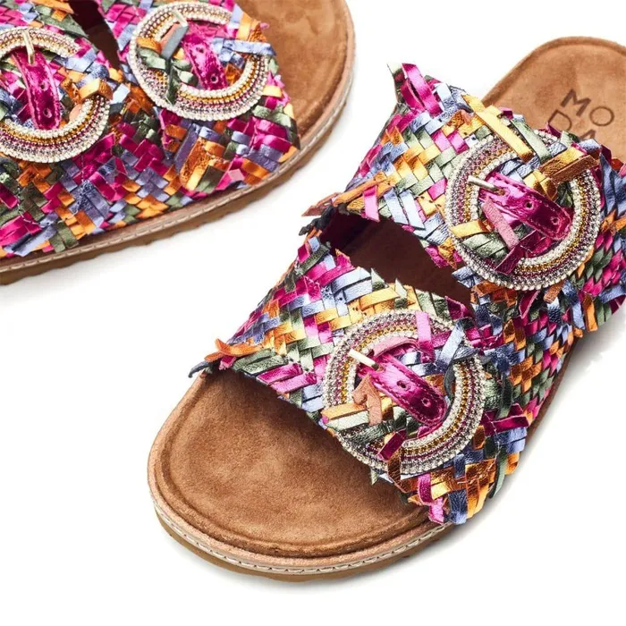 Women Moda In Pelle Slider Sandals Olisia Multi Metallic Leather