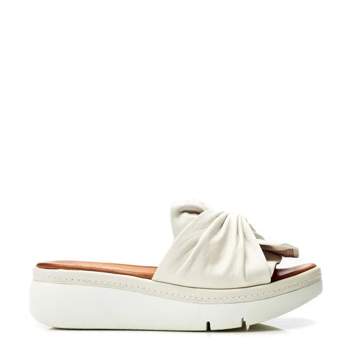 Women Moda In Pelle Slider Sandals Ollin Off White Leather