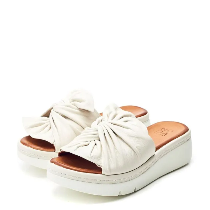 Women Moda In Pelle Slider Sandals Ollin Off White Leather