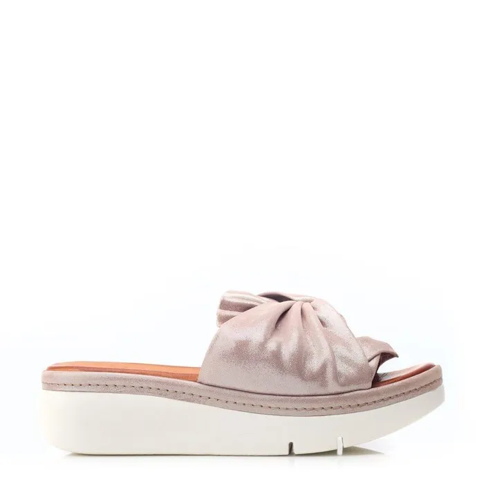 Women Moda In Pelle Slider Sandals Ollin Rose Gold Leather
