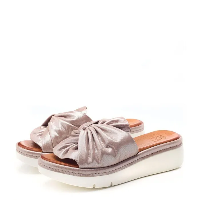 Women Moda In Pelle Slider Sandals Ollin Rose Gold Leather