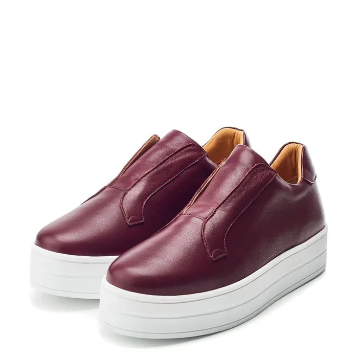 Women Moda In Pelle SlipOn Trainers Bsoleful BBath Burgundy Leather