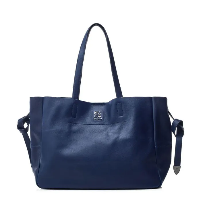 Women Moda In Pelle Tote Bags Indiana Bag Navy Leather