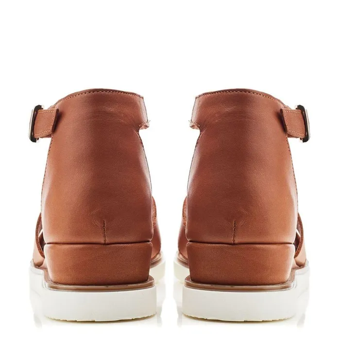 Women Moda In Pelle Wedge Sandals Emika Tan Leather