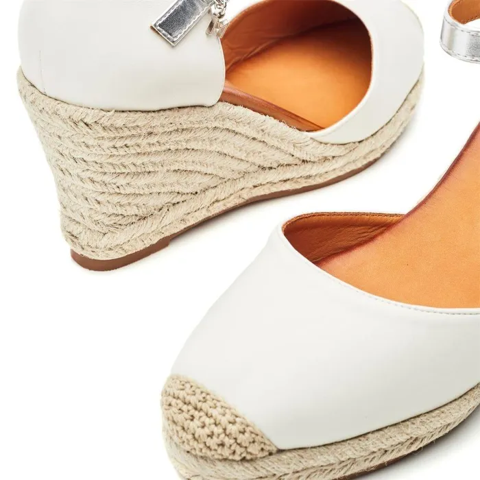 Women Moda In Pelle Wedge Sandals Gael White Synthetic