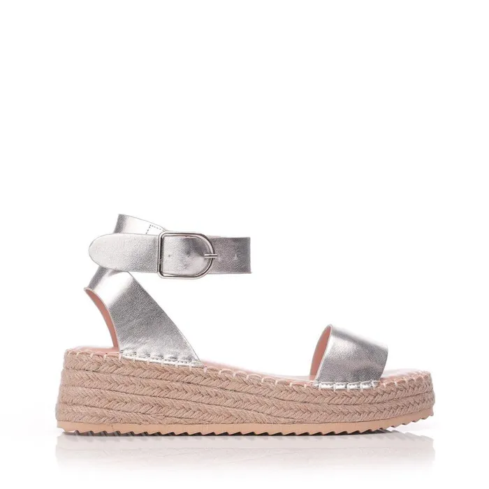 Women Moda In Pelle Wedge Sandals Nasha Silver Porvair