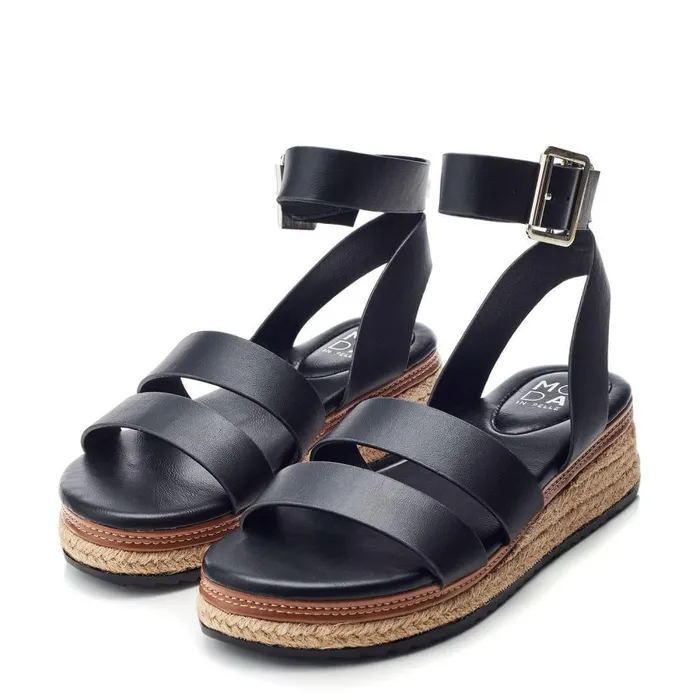 Women Moda In Pelle Wedge Sandals Pressley Black Porvair