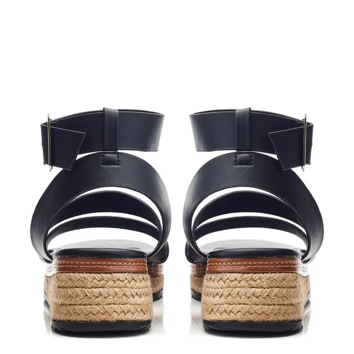 Women Moda In Pelle Wedge Sandals Pressley Black Porvair