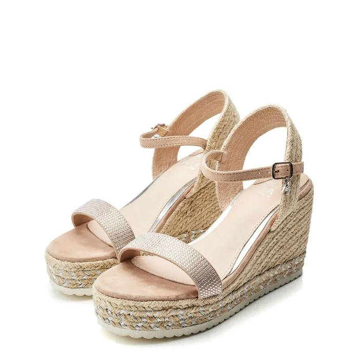 Women Moda In Pelle Wedge Sandals Raisa Stone Alcantara