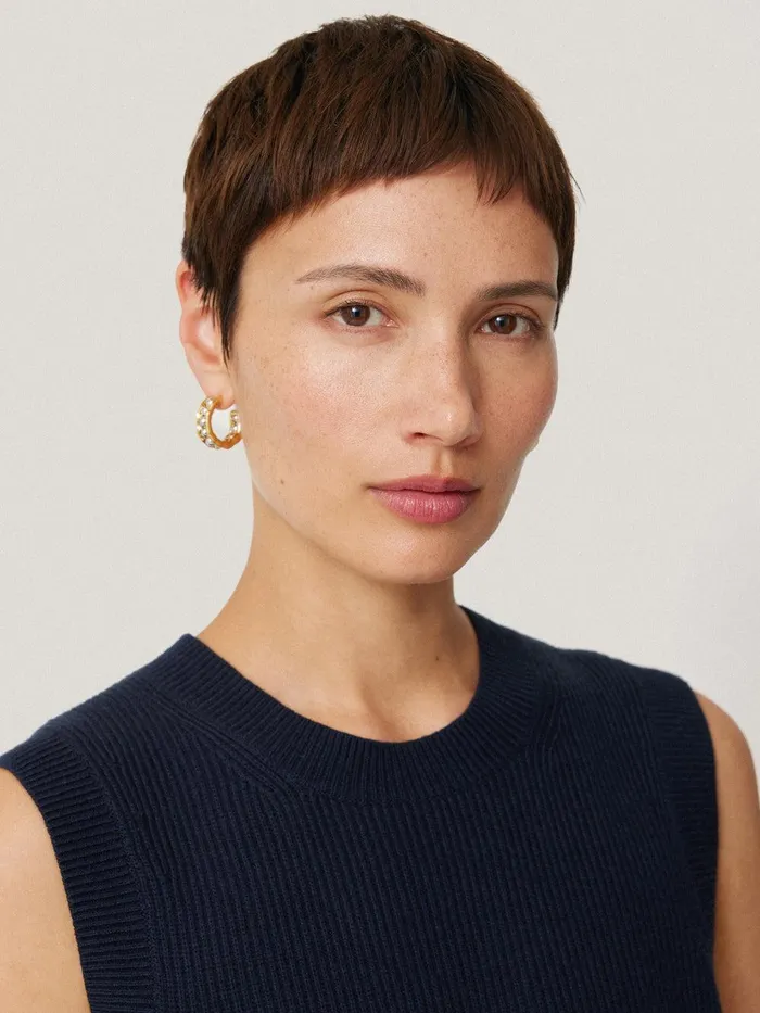 Women Molten Bead Hoop Earring Multi Jigsaw Jewellery