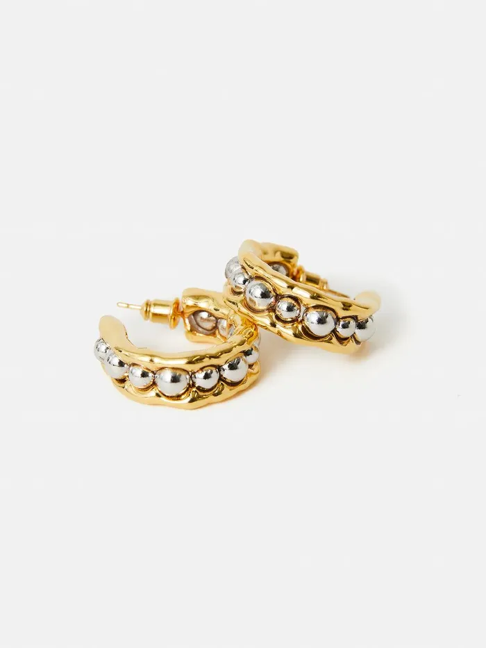 Women Molten Bead Hoop Earring Multi Jigsaw Jewellery