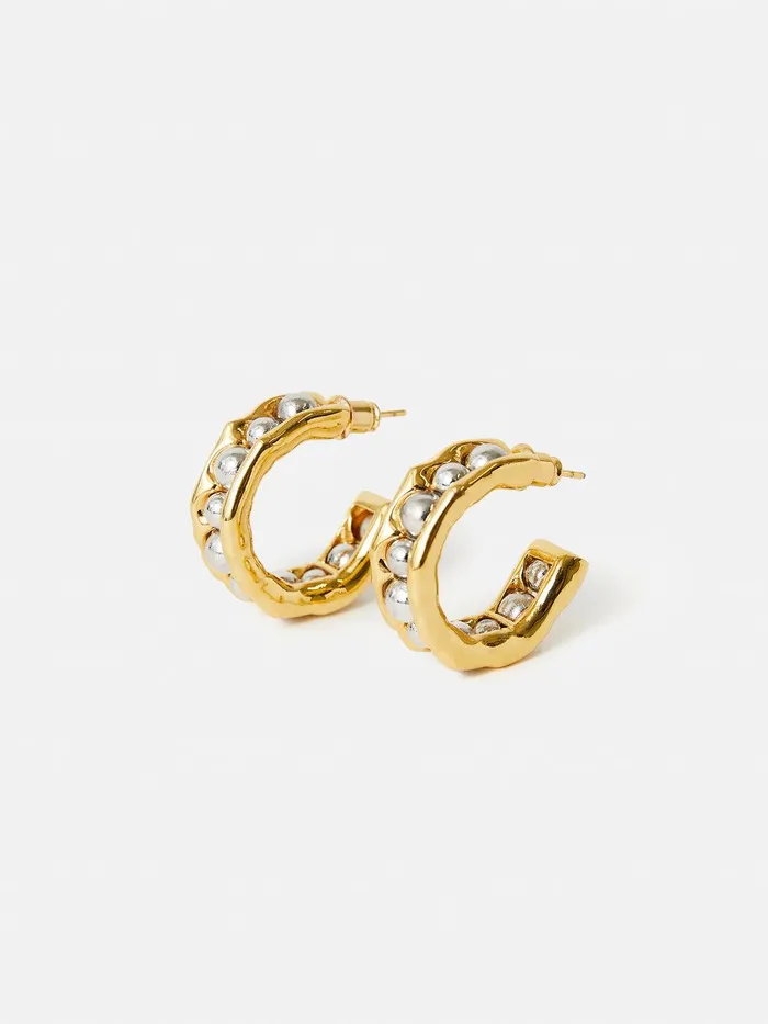 Women Molten Bead Hoop Earring Multi Jigsaw Jewellery
