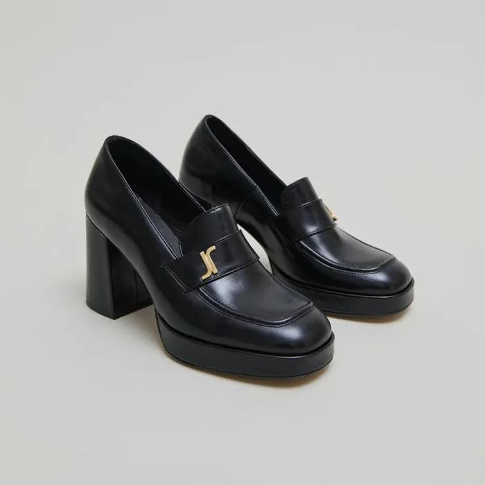 Women Monogrammed Loafers Black JONAK Loafers
