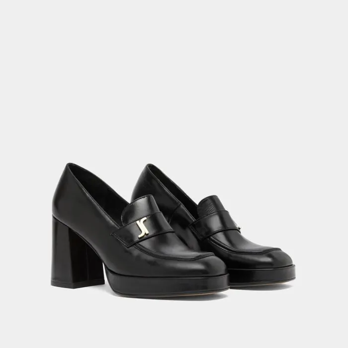 Women Monogrammed Loafers Black JONAK Loafers