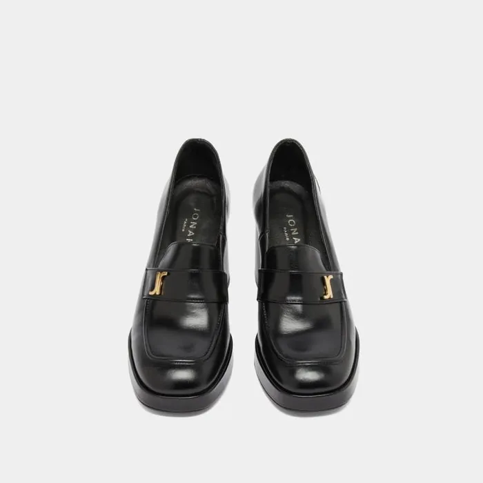 Women Monogrammed Loafers Black JONAK Loafers