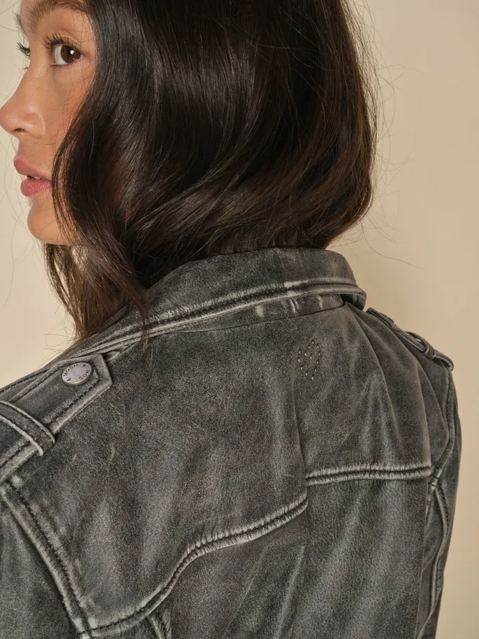 Women MOS MOSH MMCelia Biker Leather Jacket Phantom Leather